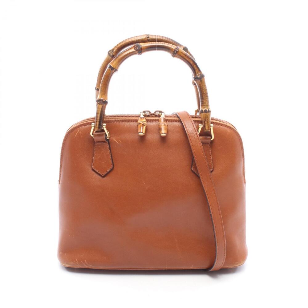 Gucci Bamboo Handbag Leather Brown